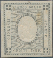 Italien - Altitalienische Staaten: Sardinien: 1861, 2 Cents Black Grey, Embossed Digit Error "1" Ins - Sardinien