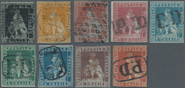 Italien - Altitalienische Staaten: Toscana: 1851, 1 Qu To 9 Cr Complete Set Of Nine Items Cancelled, - Tuscany