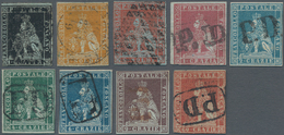 Italien - Altitalienische Staaten: Toscana: 1851, 1 Qu To 9 Cr Complete Set Of Nine Items Cancelled, - Toscana