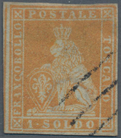 Italien - Altitalienische Staaten: Toscana: 1851, 1 So Golden Yellow Cancelled With Bar Killer, All - Toscane