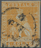 Italien - Altitalienische Staaten: Toscana: 1851, 1 So Gold-yellow With Circle Cancel, Fresh Colour - Tuscany