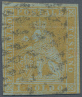 Italien - Altitalienische Staaten: Toscana: 1851, 1 So Lime Cancelled With Dotted Postmark And In Go - Toscane