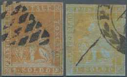 Italien - Altitalienische Staaten: Toscana: 1851, 1 So Golden Yellow And 1 So Yellow Cancelled, Both - Toscane