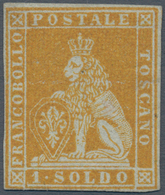 Italien - Altitalienische Staaten: Toscana: 1852, 1 Soldo Briste Orange On Grey, Mint With Gum; With - Tuscany