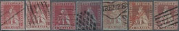 Italien - Altitalienische Staaten: Toscana: 1851, Seven Stamps 1 Cr. Carmine On Blueish Paper To Car - Toscane