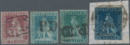 Italien - Altitalienische Staaten: Toscana: 1857, Four Stamps Set 1 Cr. Carmine Brown To 6 Cr. Deep - Toscane