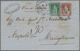 Italien - Altitalienische Staaten: Toscana: 1851, 1 Cr Brown-carmine And 4 Cr Green Mixed Franking O - Toscane