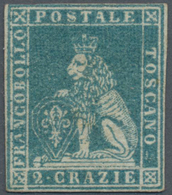 Italien - Altitalienische Staaten: Toscana: 1851, 2 Cr Blue Unused With A Rest Of Original Gum, All - Tuscany