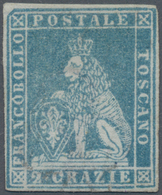 Italien - Altitalienische Staaten: Toscana: 1851, 2 Crazie Blue Unused With New Gum, The Stamp Has F - Toscane