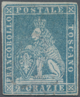 Italien - Altitalienische Staaten: Toscana: 1851, 2 Crazie Blue Unused With New Gum, The Stamp Has F - Toscana