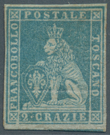 Italien - Altitalienische Staaten: Toscana: 1851, 2 Crazie Light Blue On Gray, Mint With Rest Of Hin - Toscana