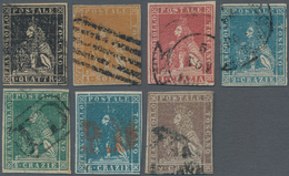 Italien - Altitalienische Staaten: Toscana: 1857/1859, 1 Qu To 9 Cr Complete Set Of Seven Items Canc - Tuscany