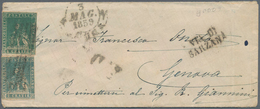 Italien - Altitalienische Staaten: Toscana: 1857, 2 Cr Blue And 4 Cr Green Mixed Franking Tied Dash - Tuscany