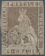 Italien - Altitalienische Staaten: Toscana: 1859, 9 Cr Lilac, Used With Part Of A Black Postmark, Ev - Tuscany