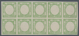 Italien: 1861, 1/2 Tornese Green In Block Of Ten Color Proof Without Embossing, As Described On Page - Neufs