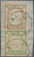 Italien: 1861, Provisosional Issue For The Naples Provinces, ½ T And ½ Gr Tied To Small Fragment By - Mint/hinged