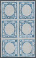 Italien: 1861, 2 Grano Blue In Block Of Six Color Proof Without Embossing As Described On Page 113 O - Ongebruikt