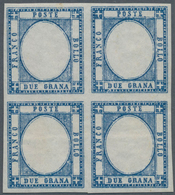 Italien: 1861, 2 Grana Blue Vertical Block Of 4 Color Proof Without Embossing As Described On Page 1 - Mint/hinged