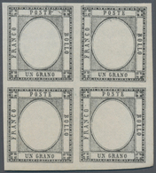 Italien: 1861, 1 Grano Black In Block Of Four Color Proof Without Embossing As Described On Page 113 - Ungebraucht