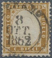 Italien: 1862, 10c. Bistre, Fresh Colour, Well Perforated, Neatly Cancelled "TERAMO 8 OTT 1862", Sig - Mint/hinged