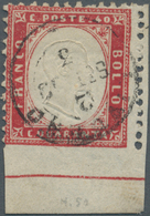 Italien: 1862, 40c. Carmine, Fresh Colour And Well Perforated, Bottom Marginal Copy (=imperf. At Bas - Neufs