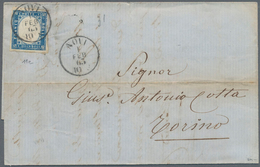 Italien: 1863, 15c Light Blue Grey Tied By Circle Cancel NOVI On Complete Folded Letter To Torino, W - Neufs