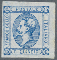 Italien: 1863, Machine Proof Of 15 Centimes "Lithographed", Without Gum. Block Of Four (with Large P - Nuovi