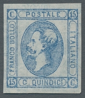 Italien: 1863, "15 C. Machine Test", With Value With Shifted Print On Reverse In Slate Grey, Further - Neufs