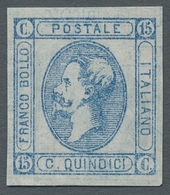 Italien: 1863, "15 C. Machine Test", With Value With Shifted Print On Reverse In Slate Grey, Further - Ongebruikt