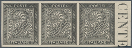 Italien: 1863, Proof In Black Of The 2 Cents "digit" Without Watermark, Without Rubber And Not Perfo - Ongebruikt