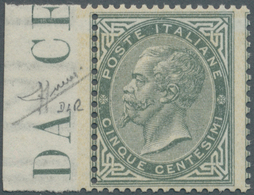 Italien: 1863, 5 C Greenish Grey, Mint Never Hinged From Left Sheet-margin. VF Condition. The Stamp - Nuovi
