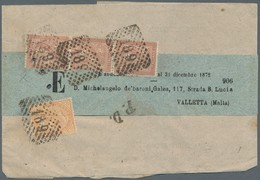 Italien: 1872, 10 C Brown-orange And 2 C Red-brown Strip Of Three Cancelled With "189" And "PD" In B - Nuovi