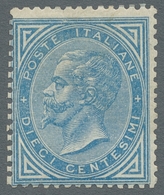 Italien: 1877, "10 C. Blue", The Unused Very Rare Stamp In Color-fresh Condition, Above-average Perf - Mint/hinged