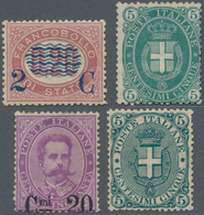 Italien: 1878-1891, Four Unused Stamps, With 1878 2c On 0.20l. Mint, 1889 5c Unused W/o Gum, 1890 20 - Ongebruikt