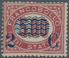 Italien: 1878, 2 C On 5.00 L Dark-lilac-red Mint Never Hinged, Signed And Cert. Chiavarello (Sass. 1 - Mint/hinged