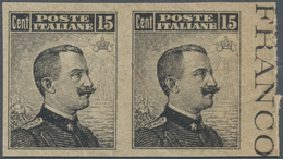Italien: 1909, 15 Cents Grey Black, Proof Of Print On Thicker Greyish Paper, Not Perforted, Without - Nuevos