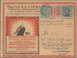 Italien: 1921, Buste Lettere Postali, 25c. Blue In Combination With 5c. Green And 10c. Rose On Adver - Mint/hinged