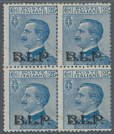 Italien: 1921/1923, "B.L.P." Overprint On 25 C Blue In Block Of Four, Mint Never Hinged, Signed (Sas - Mint/hinged