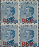 Italien: 1921/1923. B.L.P. 25c Blue Viktor Emanuel III In A Block Of 4. Mint, NH. All Stamps Signed - Mint/hinged