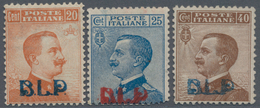 Italien: 1921/1923, 20 C Brown-orange, 25 C Blue And 40 C Brown With Overprint "B.L.P.", Mint Never - Ongebruikt