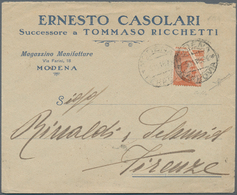 Italien: 1918. 20 C Orange Michetti With Extraordinary Natural Fold On Letter From Modena To Florenc - Nuevos
