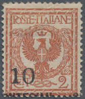 Italien: 1923, 10 C On 2 C Orange-brown Overprint Unused With Original Gum And A Rest Of Hinge (Sass - Mint/hinged