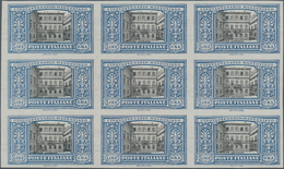 Italien: 1923, Manzoni, 1l. IMPERFORATE Block Of Nine, Unused No Gum. Sass. 155d (9), 9.000,- € (pri - Ongebruikt