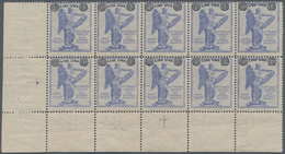 Italien: 1924, 1 L On 25 Cent. Ultramarine In Block On Ten From The Lower Left Sheet Corner, Mint Ne - Nuevos