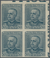 Italien: 1928, 50 C Gray-blue Colour Proof In Block Of Four, Imperforated, Mint Never Hinged - Nuevos