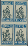 Italien: 1928, 1.25 Light-blue/gray-black In Block Of Four, Imperforated, Mint Never Hinged - Nuevos