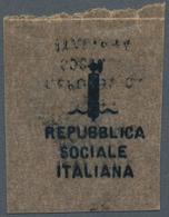 Italien: 1944, Rep.Sociale, Overprint Proof On Brownish Transparent Paper, Copy Of Certificate Rayba - Ongebruikt