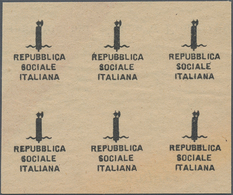 Italien: 1944, Rep.Sociale, Firenze Issue, Overprint Proof On Cream Paper, Block Of Six (pos. 37-49) - Neufs