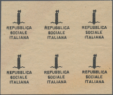 Italien: 1944, Rep.Sociale, Firenze Issue, Overprint Proof On Cream Paper, Block Of Six (pos. 37-49) - Ongebruikt