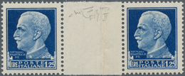 Italien: 1944, Rep.Scociale, 1.25l. Blue With Albino Impression Of Fascies, Horizontal Gutter Pair, - Ongebruikt
